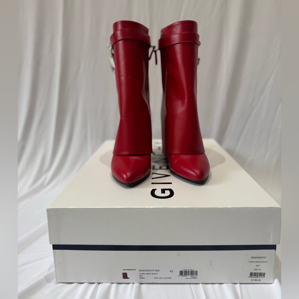 Givenchy Red Ankle Boots with Lock Detail